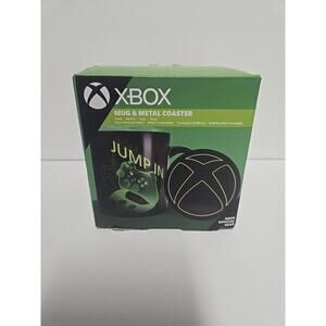 Xbox Official Gear Mug and Metal Coaster Green Black Coffee Cup Set NEW!